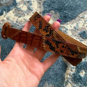 Fossil animal print patched belt